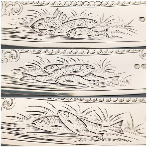 19 世紀末英國古董純銀魚餐具 3 對約翰吉爾伯特